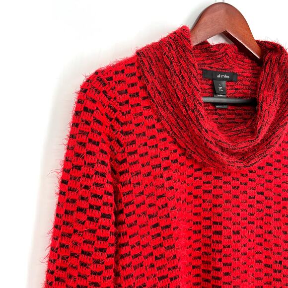 Ali Miles Sz Small Fuzzy Knit Red Sweater Blouse Shirt Top Wearable Art Holidays - Picture 4 of 9